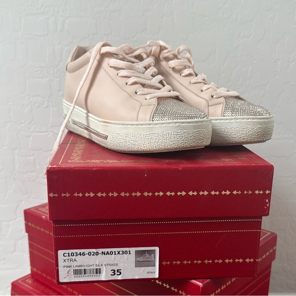 Pink Sneakers with Silver Accents